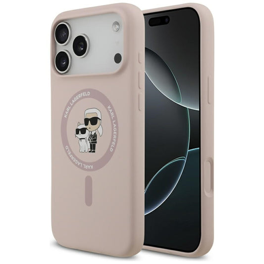 Funda MagSafe para Apple iPhone 17 Pro Max, Karl Lagerfeld, Ring Karl & Choupette, Rosa.