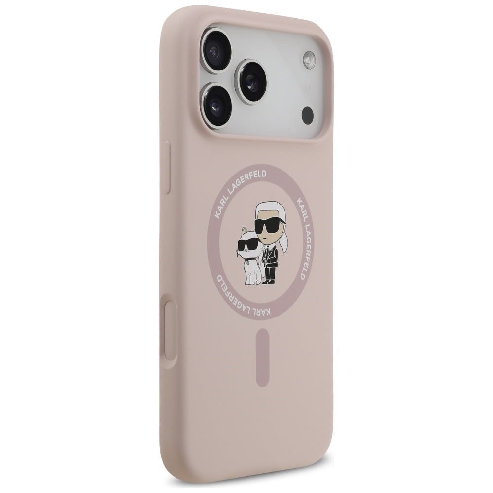 Funda MagSafe para Apple iPhone 17 Pro Max, Karl Lagerfeld, Ring Karl & Choupette, Rosa.