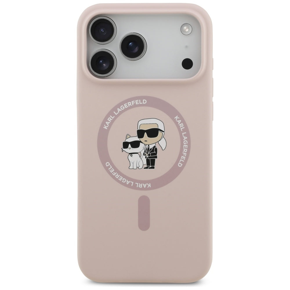 Funda MagSafe para Apple iPhone 17 Pro Max, Karl Lagerfeld, Ring Karl & Choupette, Rosa.