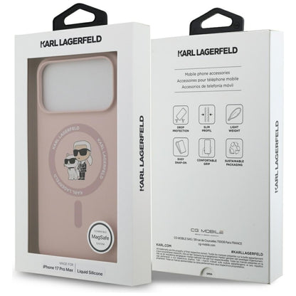 Funda MagSafe para Apple iPhone 17 Pro Max, Karl Lagerfeld, Ring Karl & Choupette, Rosa.