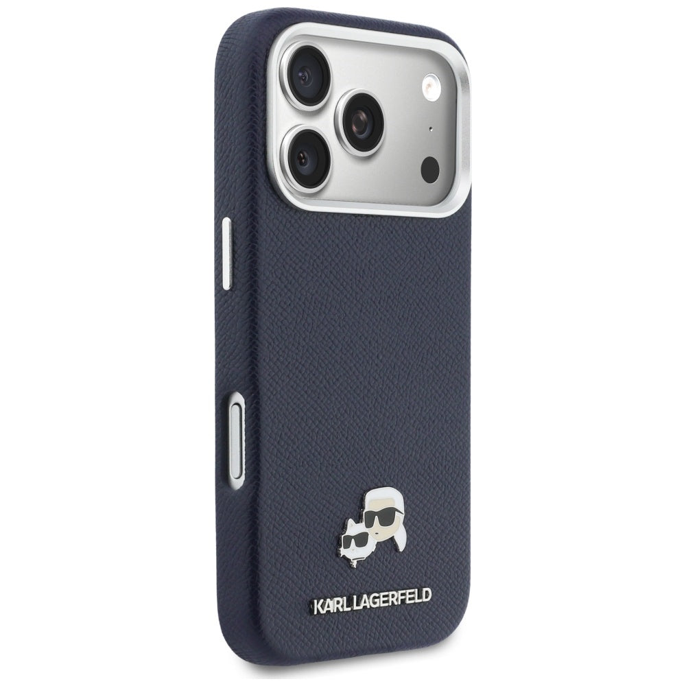 MagSafe Case for Apple iPhone 17 Pro Max, Karl Lagerfeld, Saffiano Karl & Choupette Pins, Blue