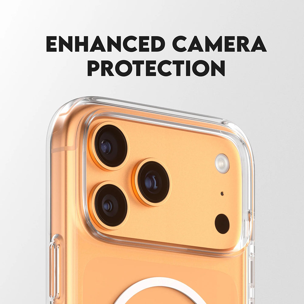 Funda MagSafe para Apple iPhone 17 Pro Max, PanzerGlass, con soporte Care Feature Kickstand, Transparente Blanca