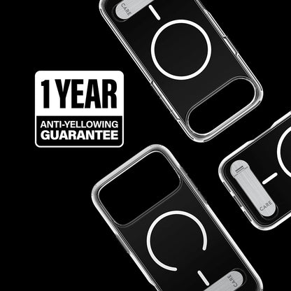 Funda MagSafe para Apple iPhone 17 Pro Max, PanzerGlass, con soporte Care Feature Kickstand, Transparente Blanca