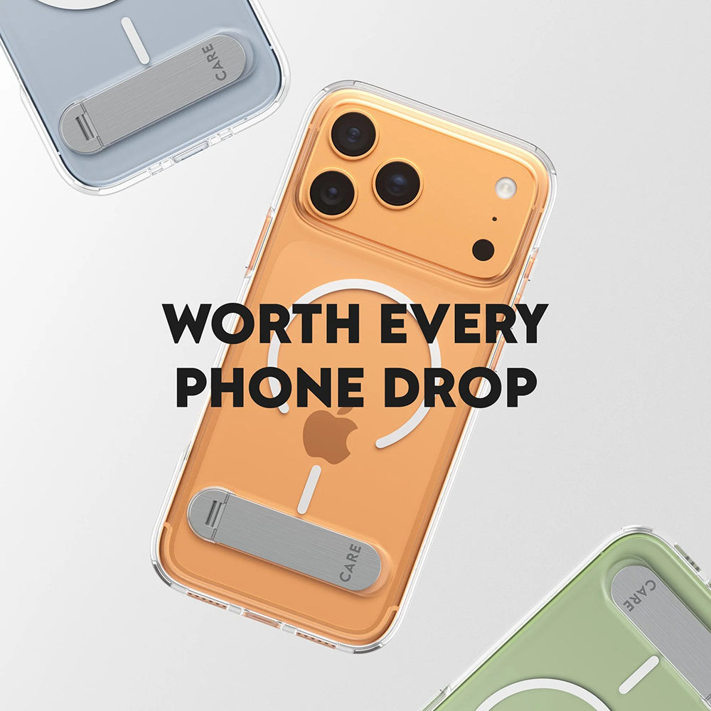 Funda MagSafe para Apple iPhone 17 Pro Max, PanzerGlass, con soporte Care Feature Kickstand, Transparente Blanca