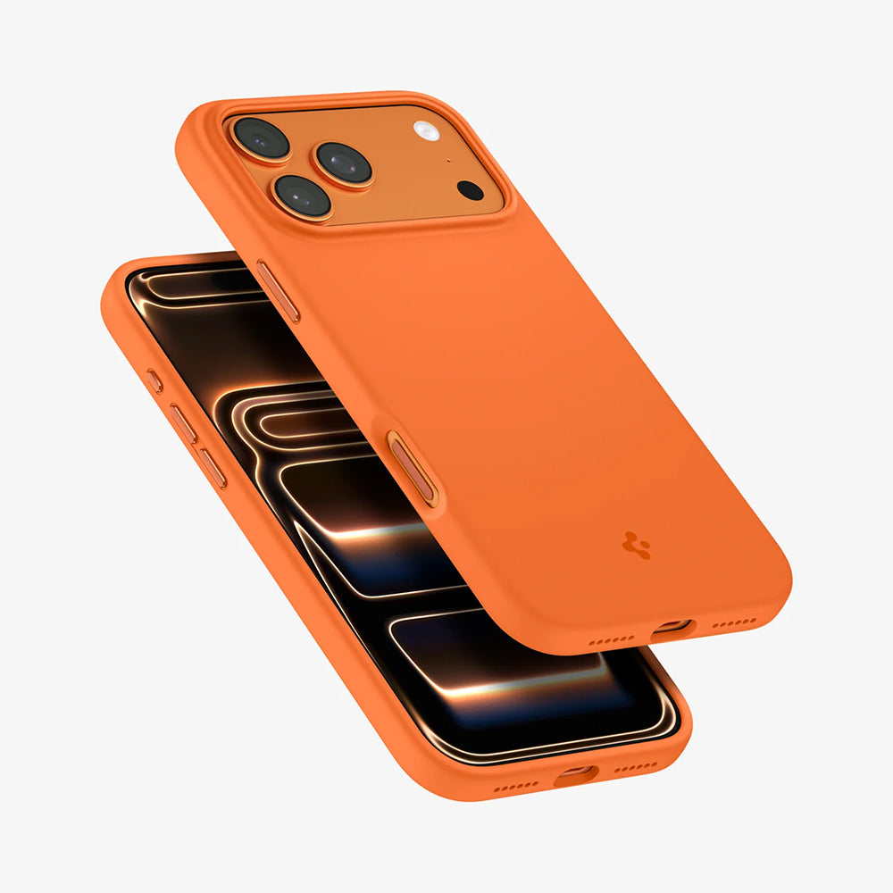 Funda MagSafe para Apple iPhone 17 Pro Max, Spigen, Silicone Fit, Naranja