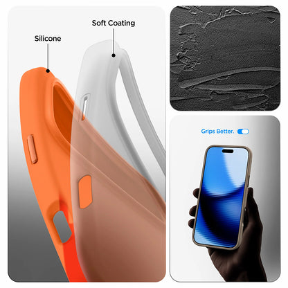 Funda MagSafe para Apple iPhone 17 Pro Max, Spigen, Silicone Fit, Naranja