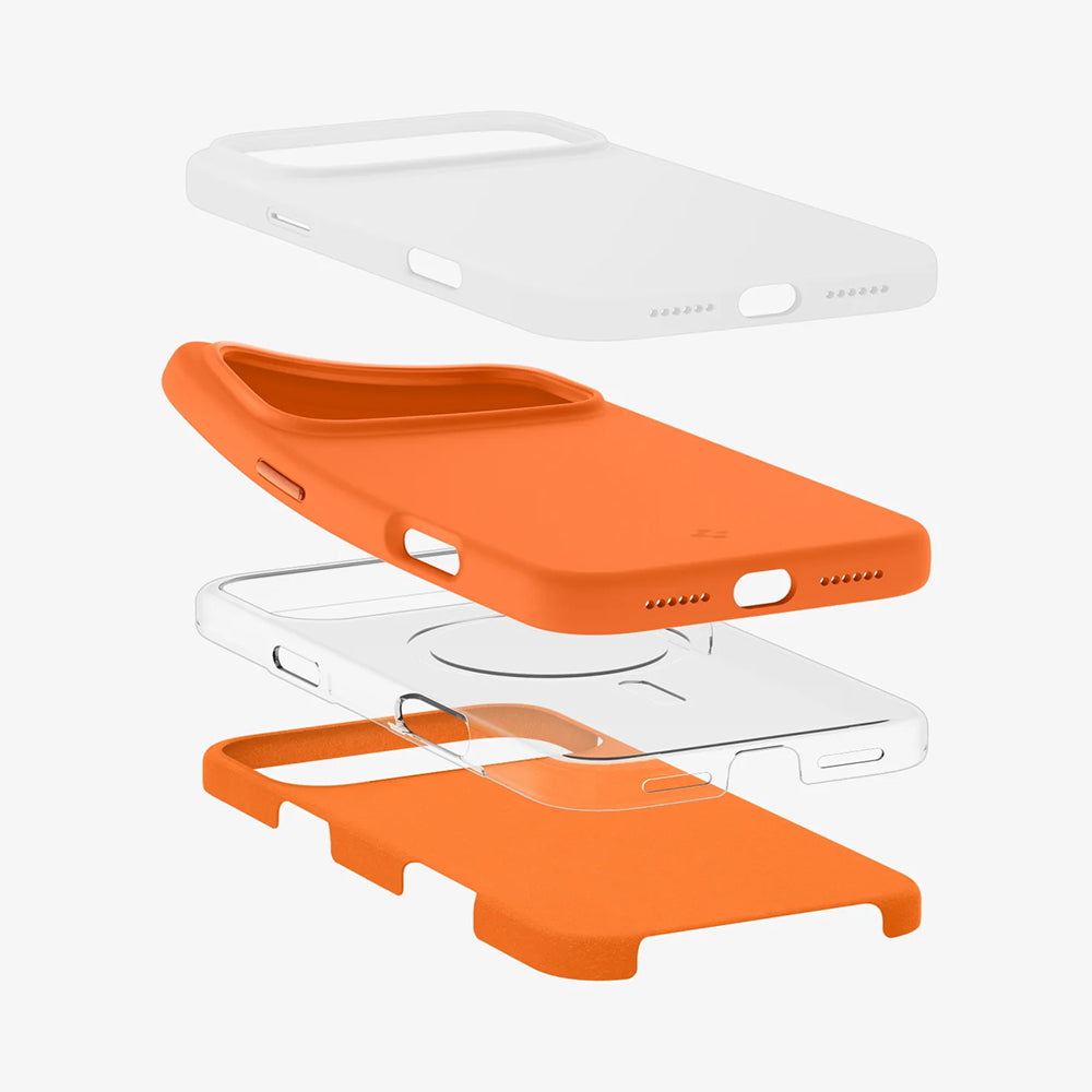 Funda MagSafe para Apple iPhone 17 Pro Max, Spigen, Silicone Fit, Naranja