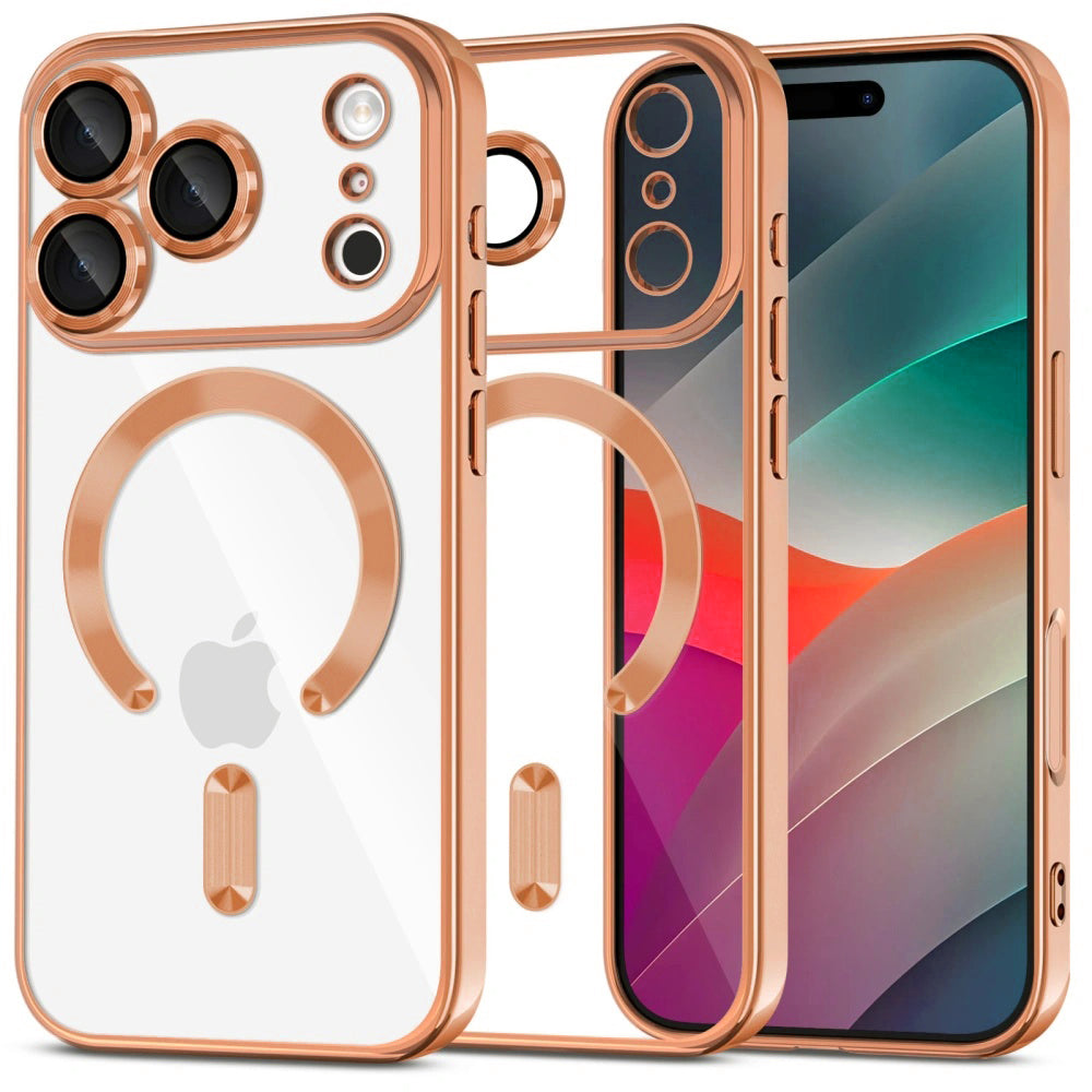 Funda MagSafe para Apple iPhone 17 Pro Max, Techsuit, Luxury Crystal, Naranja