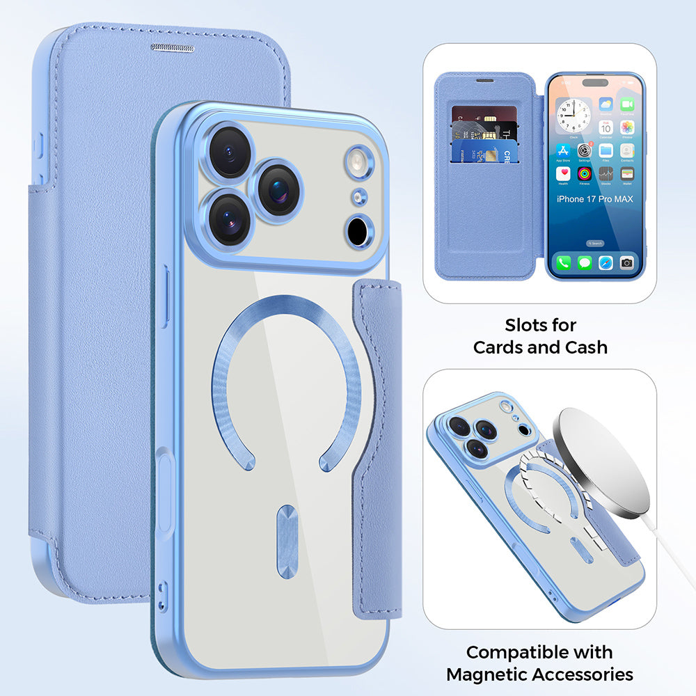 Funda MagSafe para Apple iPhone 17 Pro Max, Techsuit, SmartMag Book, Azul