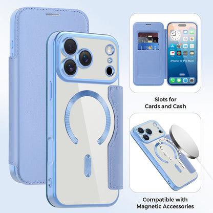 Funda MagSafe para Apple iPhone 17 Pro Max, Techsuit, SmartMag Book, Azul