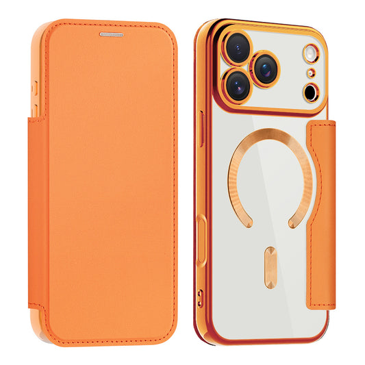 Funda MagSafe para Apple iPhone 17 Pro Max, Techsuit, SmartMag Book, Naranja