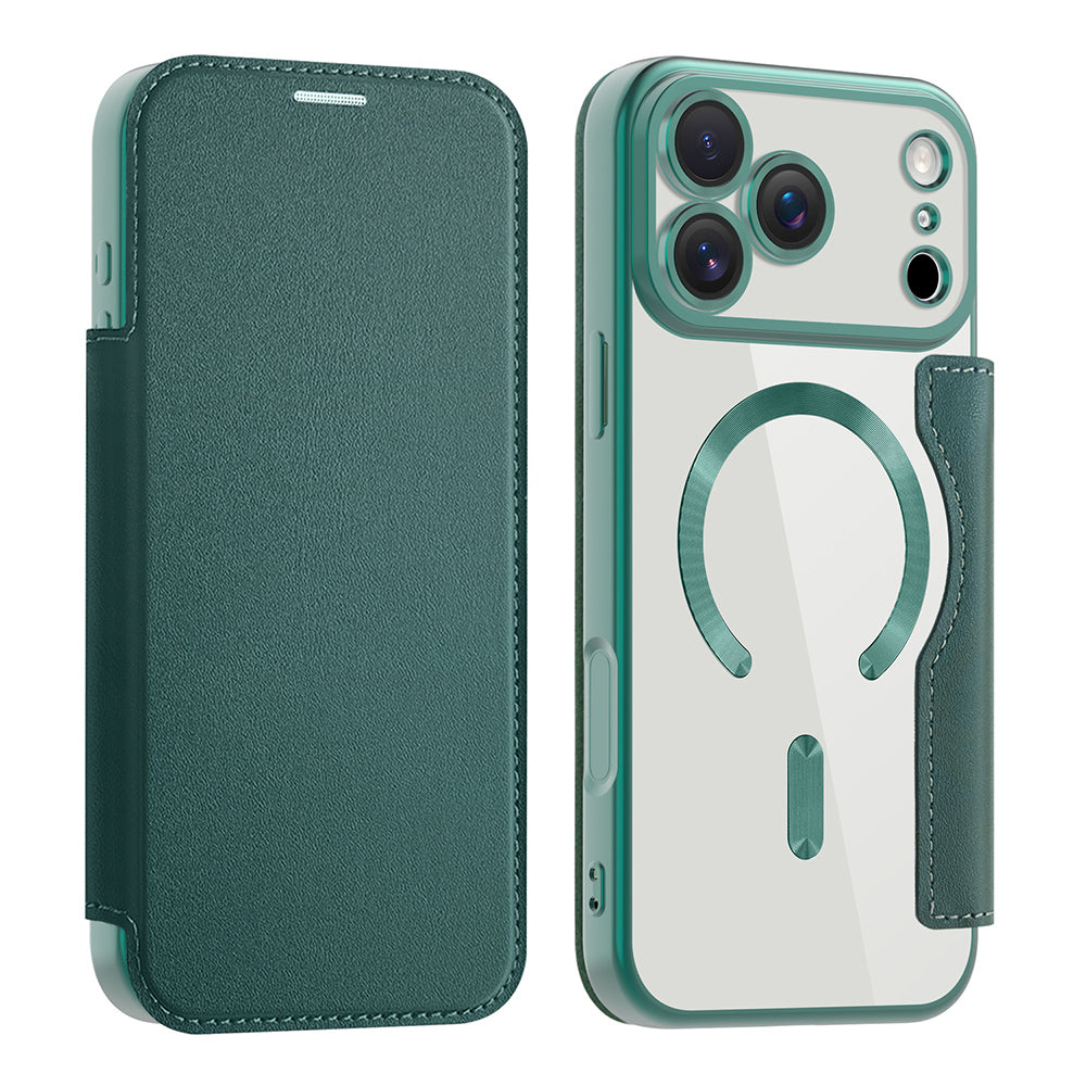 Funda MagSafe para Apple iPhone 17 Pro Max, Techsuit, SmartMag Book, Verde