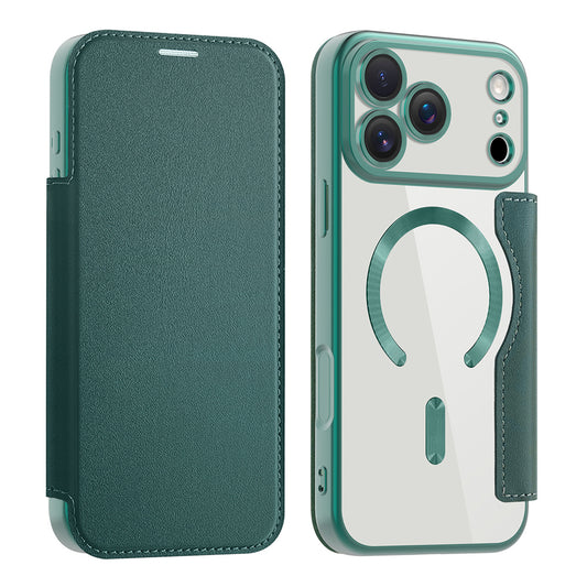 Funda MagSafe para Apple iPhone 17 Pro Max, Techsuit, SmartMag Book, Verde