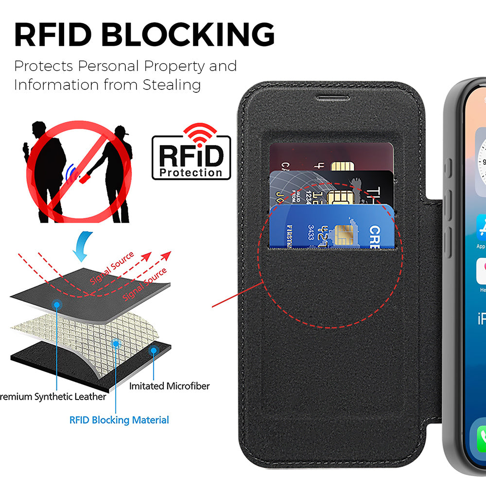 Funda MagSafe para Apple iPhone 17 Pro Max, Techsuit, SmartMag Book, Verde