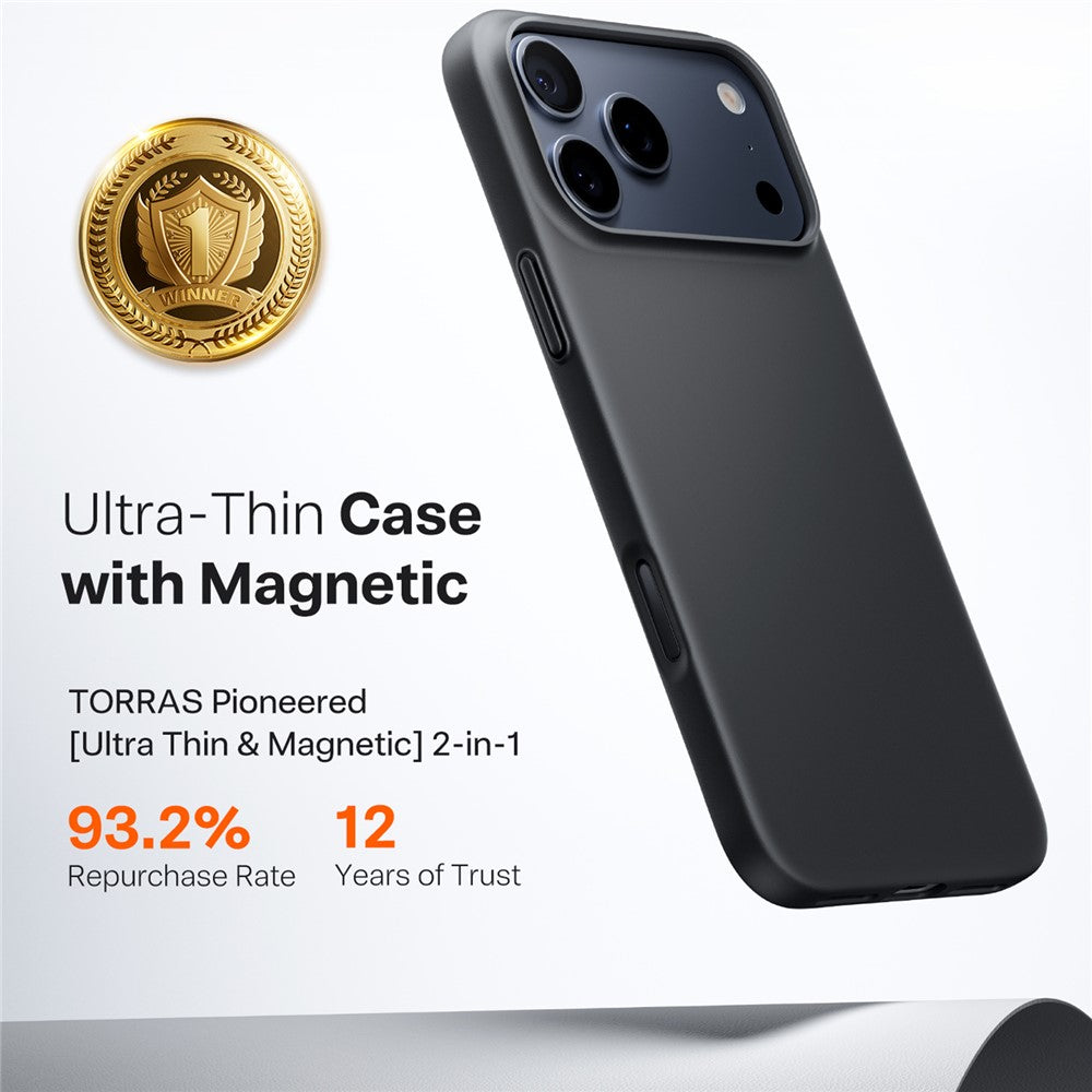 Funda MagSafe para Apple iPhone 17 Pro Max, Torras, SlimFit, Negra