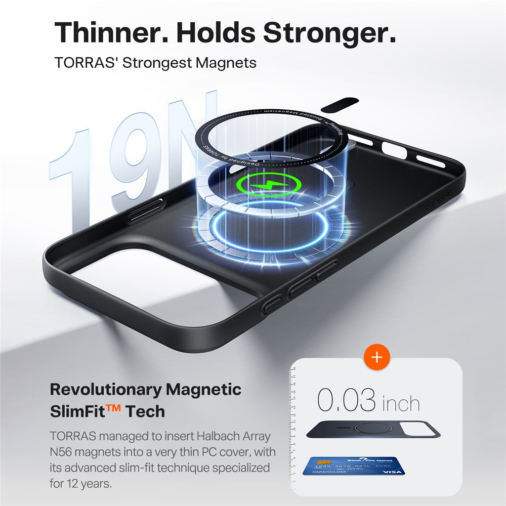 Funda MagSafe para Apple iPhone 17 Pro Max, Torras, SlimFit, Negra