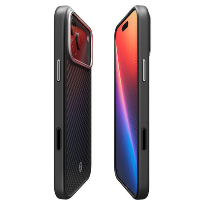 Funda MagSafe para Apple iPhone 17 Pro, Spigen, Enzo Aramid T, Negra Plateada