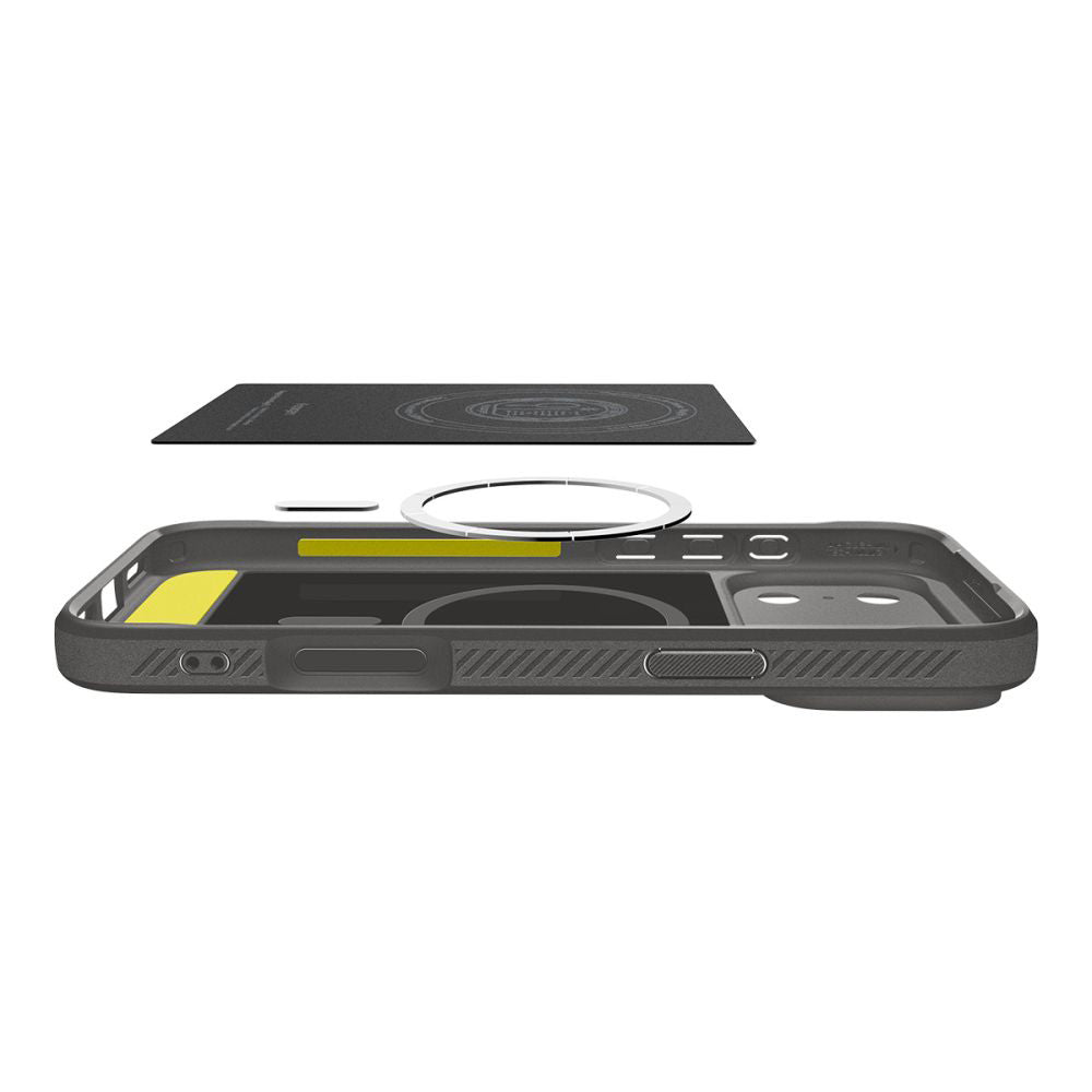 Funda MagSafe para Apple iPhone 17 Pro, Spigen, Rugged Armor, Gris