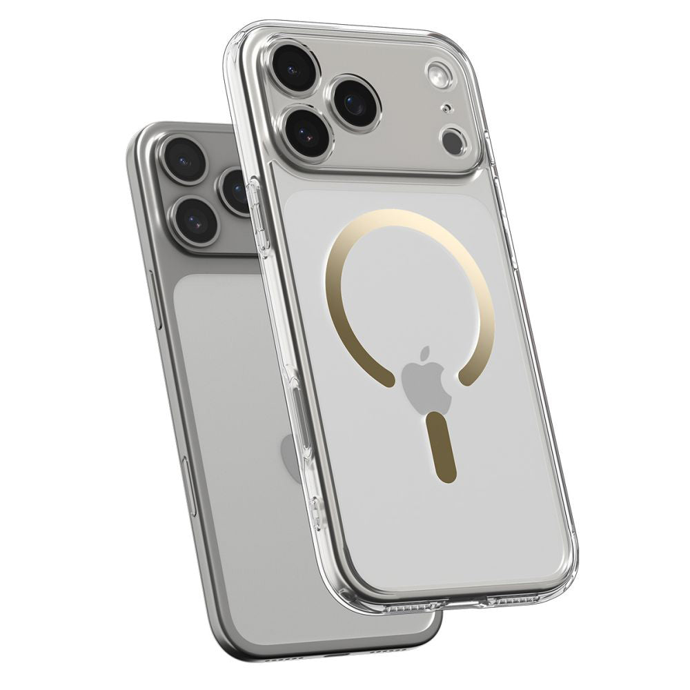 Funda MagSafe para Apple iPhone 17 Pro, Spigen, Ultra Hybrid, Dorada Transparente