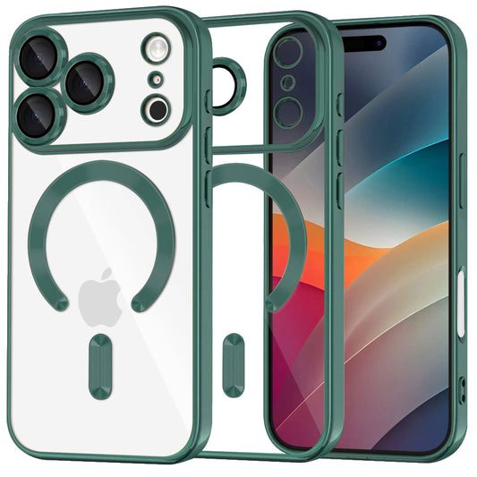 Funda MagSafe para Apple iPhone 17 Pro, Techsuit, Luxury Crystal, Verde Oscuro