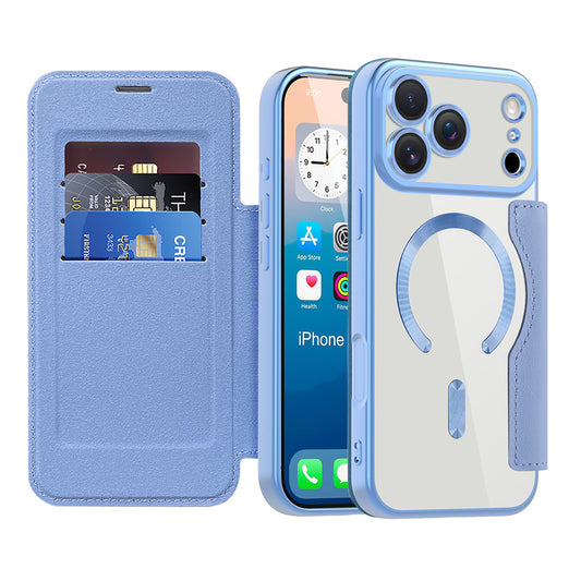 Funda MagSafe para Apple iPhone 17 Pro, Techsuit, SmartMag Book, Azul