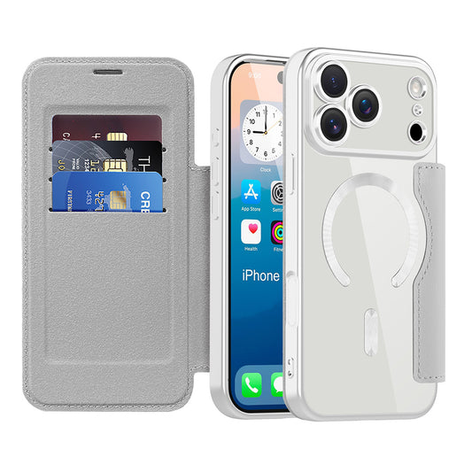 Funda MagSafe para Apple iPhone 17 Pro, Techsuit, SmartMag Book, Gris