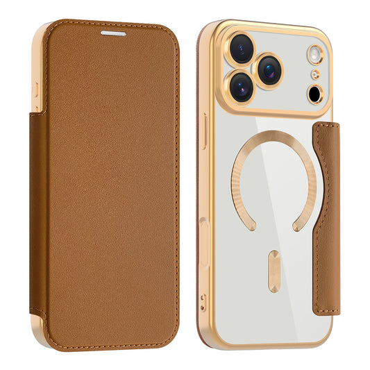 Funda MagSafe para Apple iPhone 17 Pro, Techsuit, SmartMag Book, Marrón