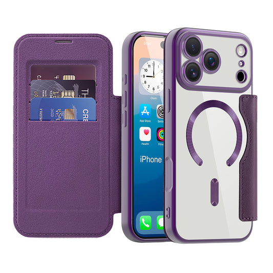Funda MagSafe para Apple iPhone 17 Pro, Techsuit, SmartMag Book, Morado