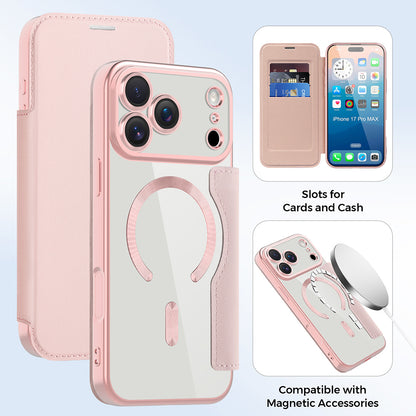 Funda MagSafe para Apple iPhone 17 Pro, Techsuit, SmartMag Book, Rosa