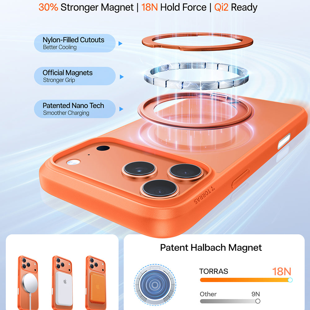 Funda MagSafe para Apple iPhone 17 Pro, Torras, Ostand Pro, Naranja