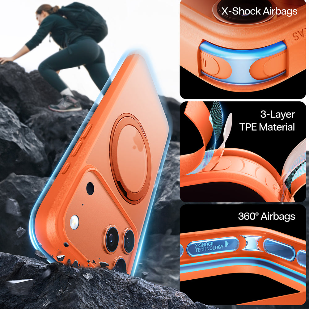 Funda MagSafe para Apple iPhone 17 Pro, Torras, Ostand Pro, Naranja