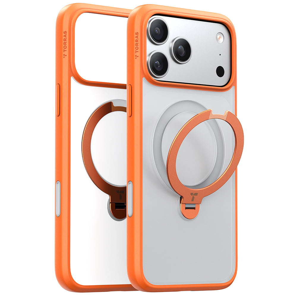 Funda MagSafe para Apple iPhone 17 Pro, Torras, Ostand Spin, Naranja
