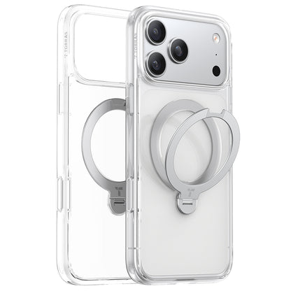 Funda MagSafe para Apple iPhone 17 Pro, Torras, Ostand Spin, Transparente