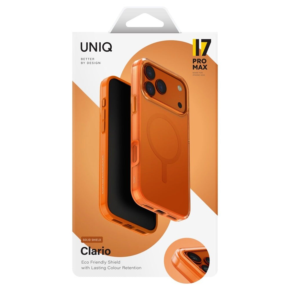 Funda MagSafe para Apple iPhone 17 Pro, UNIQ, Clario MagClick, Naranja
