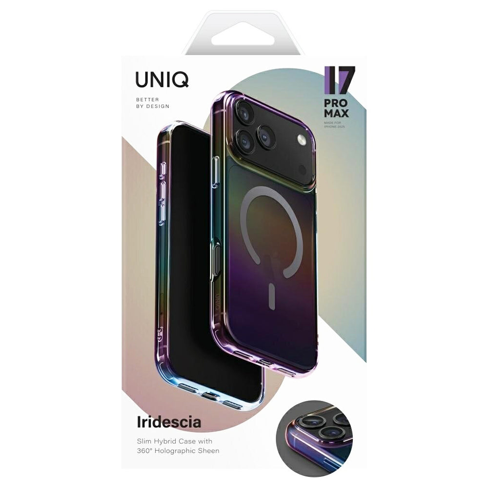 Funda MagSafe para Apple iPhone 17 Pro, UNIQ, Iridescia MagClick, Aurora