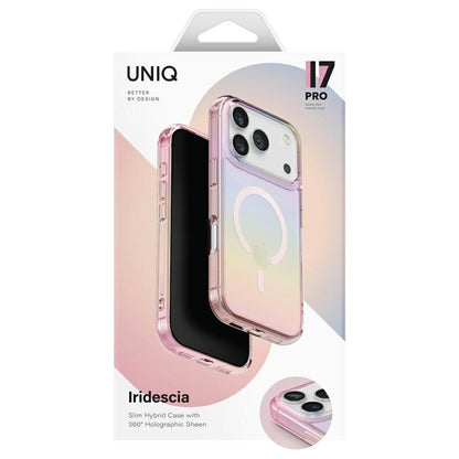 Funda MagSafe para Apple iPhone 17 Pro, UNIQ, Iridescia MagClick, Azul Pastel