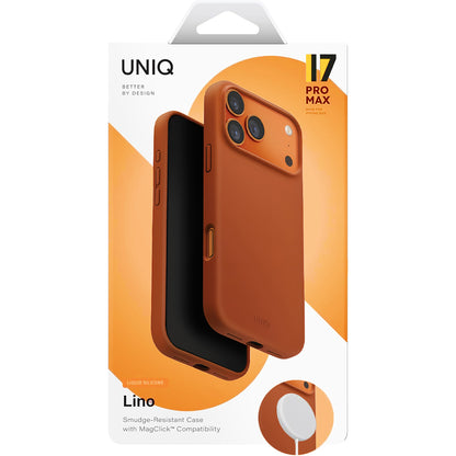 Funda MagSafe para Apple iPhone 17 Pro, UNIQ, Lino MagClick, Naranja Oscuro