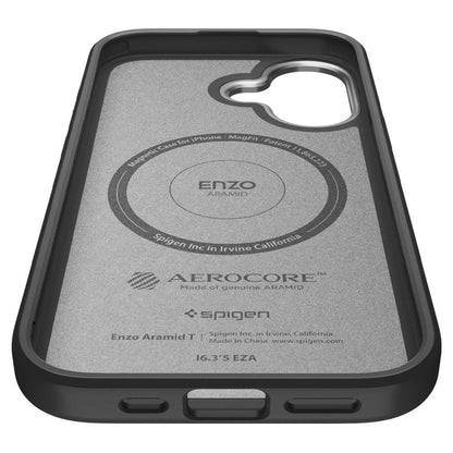 Funda MagSafe para Apple iPhone 17, Spigen, Enzo Aramid T, Negra Plateada