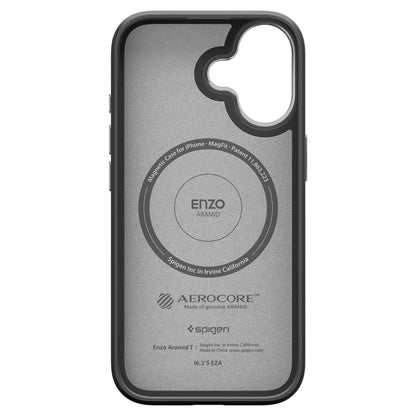 Funda MagSafe para Apple iPhone 17, Spigen, Enzo Aramid T, Negra Plateada