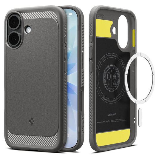 Funda MagSafe para Apple iPhone 17, Spigen, Rugged Armor, Gris