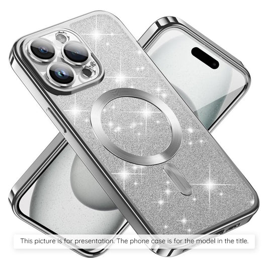 Funda MagSafe para Apple iPhone 17, Techsuit, Luxury Glitter, Plateada