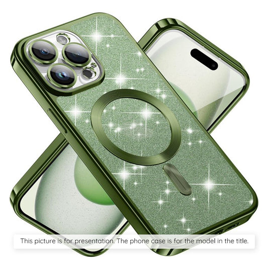 Funda MagSafe para Apple iPhone 17, Techsuit, Luxury Glitter, Verde Oscuro