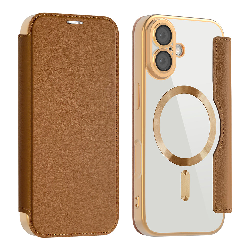 Funda MagSafe para Apple iPhone 17, Techsuit, SmartMag Book, Marrón