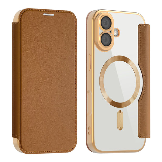 Funda MagSafe para Apple iPhone 17, Techsuit, SmartMag Book, Marrón
