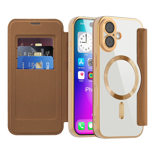Funda MagSafe para Apple iPhone 17, Techsuit, SmartMag Book, Marrón