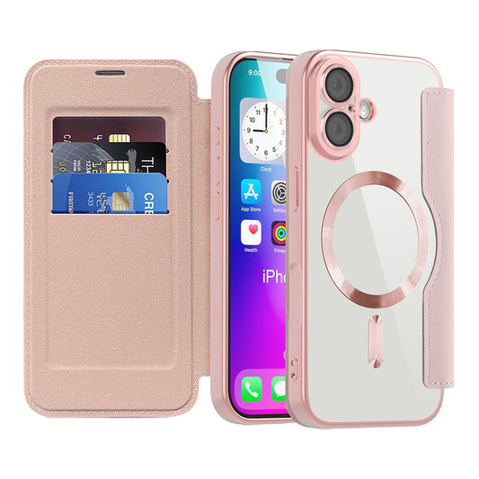Funda MagSafe para Apple iPhone 17, Techsuit, SmartMag Book, Rosa