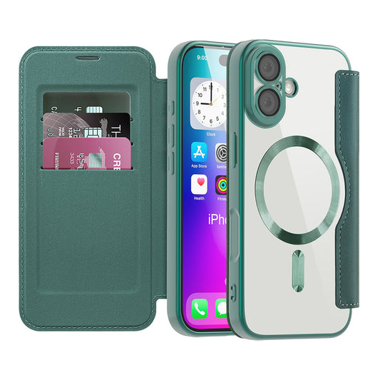 Funda MagSafe para Apple iPhone 17, Techsuit, SmartMag Book, Verde