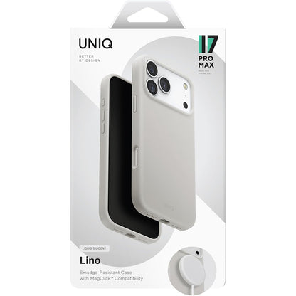 Funda MagSafe para Apple iPhone 17, UNIQ, Lino MagClick, Gris