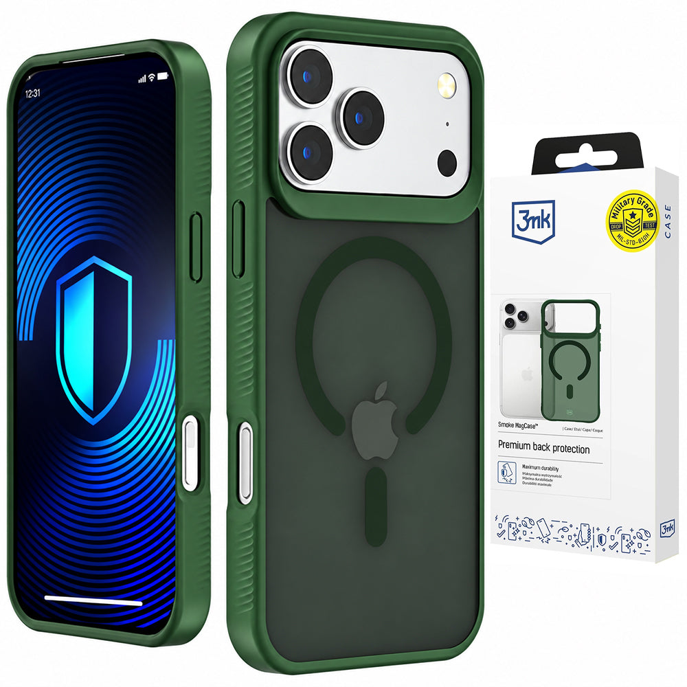 Funda MagSafe para Apple iPhone 18 Pro / 17 Pro, 3MK, Smoke MagCase, Verde