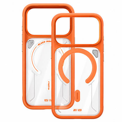 Funda MagSafe para Apple iPhone 18 Pro / 17 Pro, Blueo, soporte con disipación del calor, naranja transparente satinada
